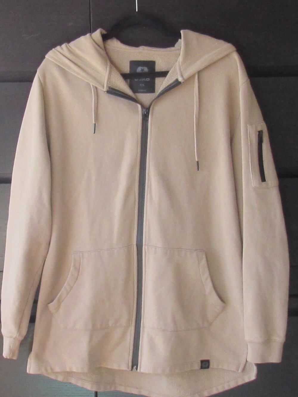 Simons DJAB Full Zip Up Fleece Lined Hoodie, Soft Tan, Size Small      S217